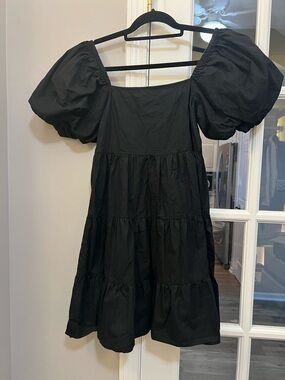 ASOS Collusion Black tiered Puff-Sleeve Mini Dress size 4 EUC